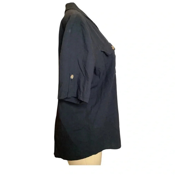 Sweet Wanderer Black Button Short Sleeve. Maternity size 2X Top New - Picture 2 of 8